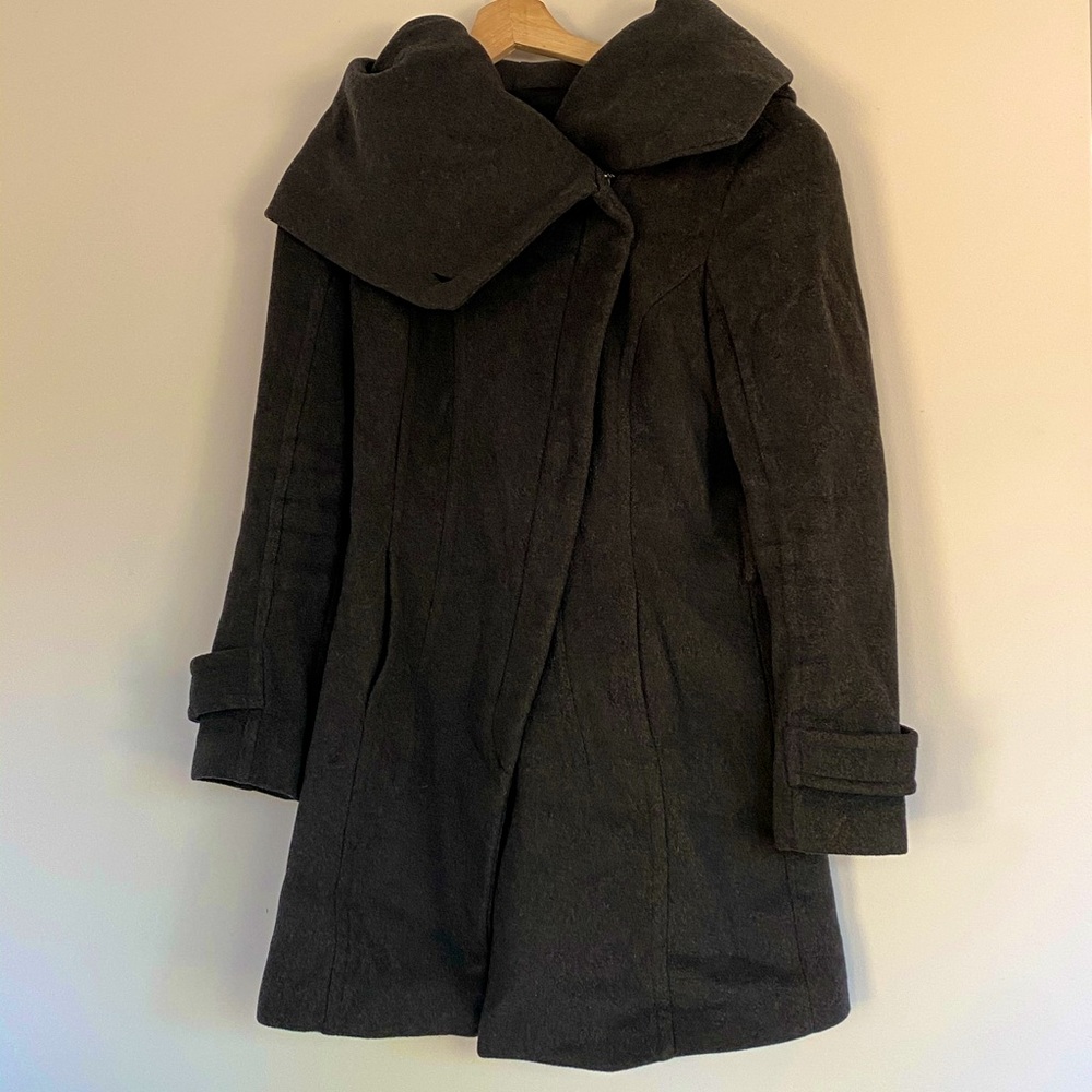 Zara wool blend jacket with oversized hood